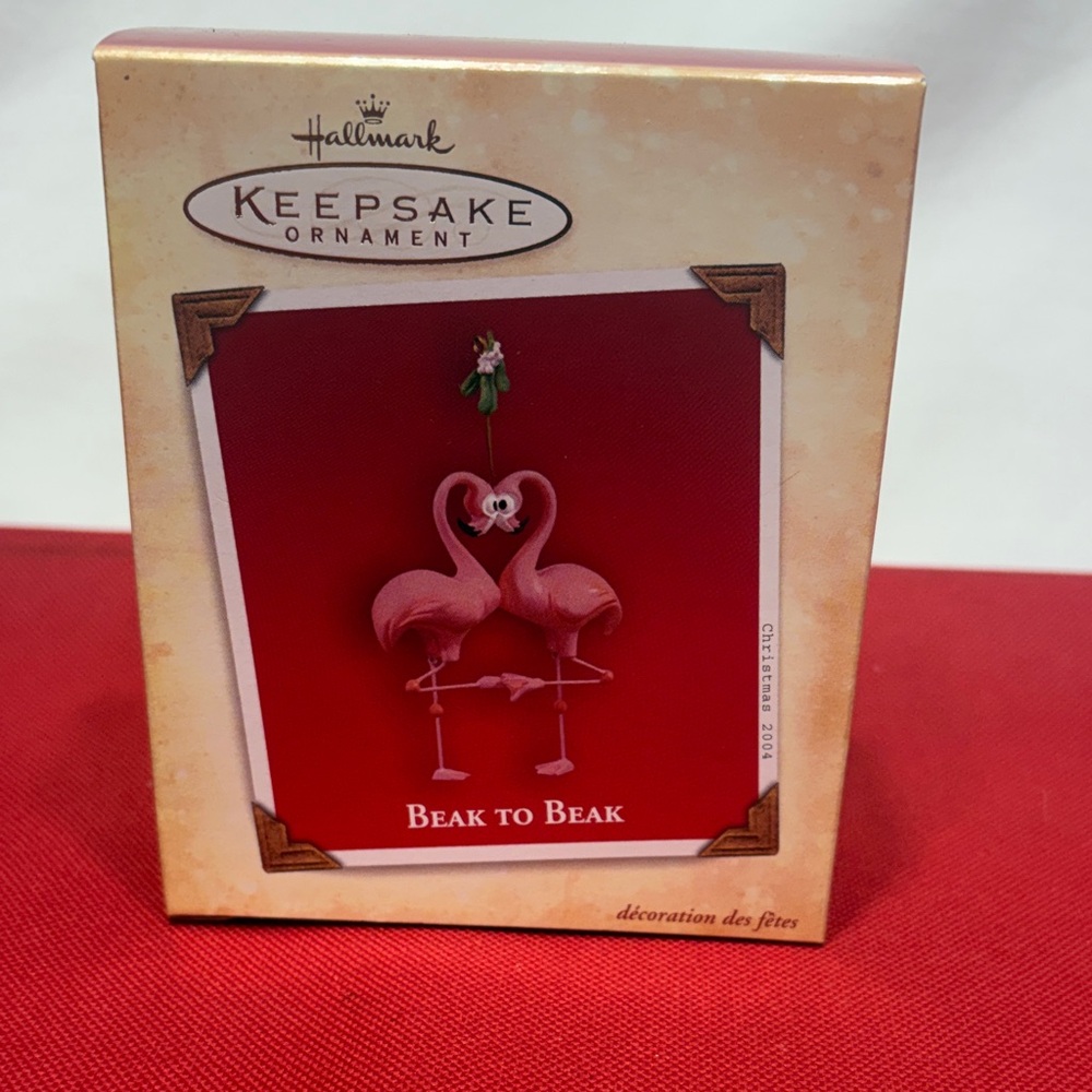 Hallmark Keepsake Ornament - Pink Flamingo Pair - Beak to Beak dated 2004